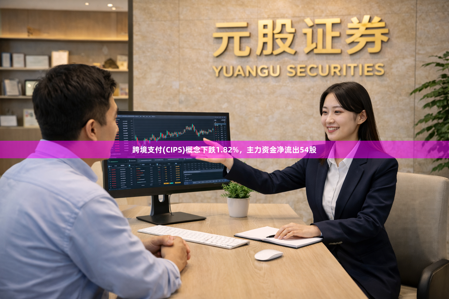 跨境支付(CIPS)概念下跌1.82%，主力资金净流出54股