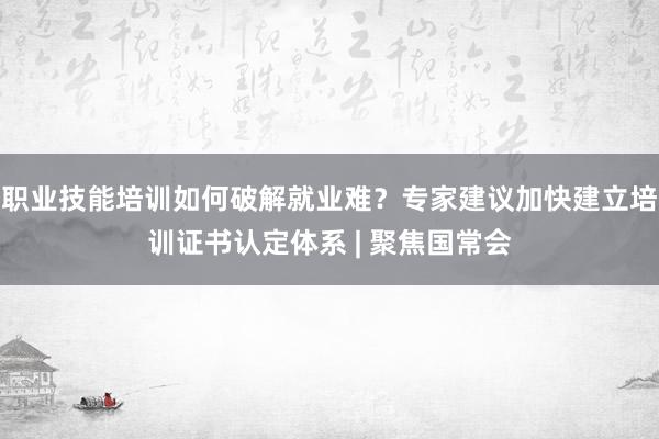 职业技能培训如何破解就业难？专家建议加快建立培训证书认定体系 | 聚焦国常会