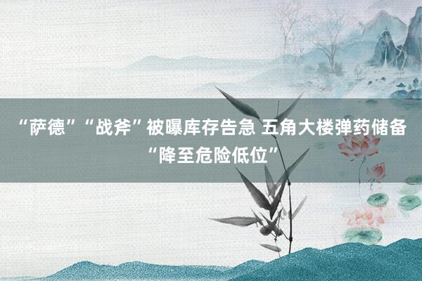 “萨德”“战斧”被曝库存告急 五角大楼弹药储备“降至危险低位”