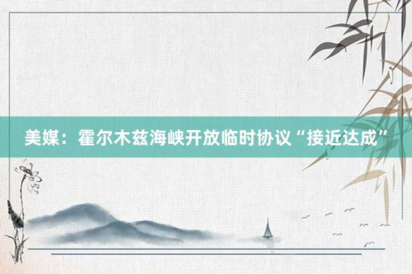 美媒：霍尔木兹海峡开放临时协议“接近达成”