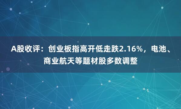 A股收评：创业板指高开低走跌2.16%，电池、商业航天等题材股多数调整