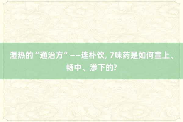 湿热的“通治方”——连朴饮, 7味药是如何宣上、畅中、渗下的?
