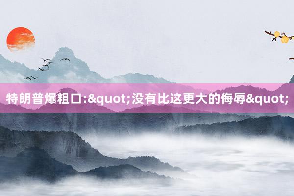 特朗普爆粗口:"没有比这更大的侮辱"