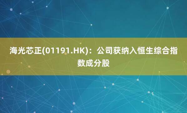 海光芯正(01191.HK)：公司获纳入恒生综合指数成分股