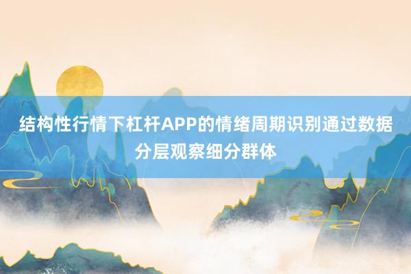结构性行情下杠杆APP的情绪周期识别通过数据分层观察细分群体