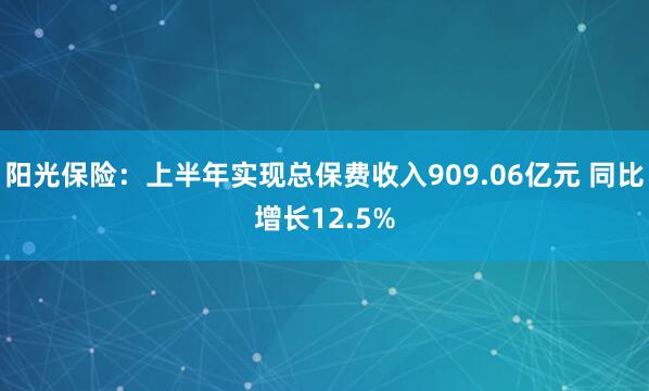 阳光保险：上半年实现总保费收入909.06亿元 同比增长12.5%
