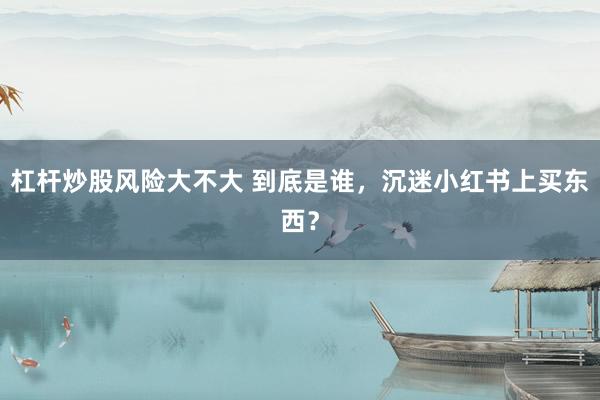 杠杆炒股风险大不大 到底是谁，沉迷小红书上买东西？