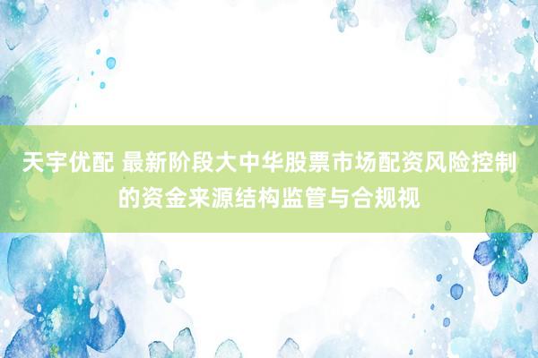 天宇优配 最新阶段大中华股票市场配资风险控制的资金来源结构监管与合规视