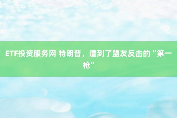 ETF投资服务网 特朗普，遭到了盟友反击的“第一枪”