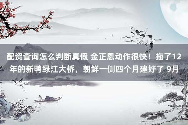 配资查询怎么判断真假 金正恩动作很快！拖了12年的新鸭绿江大桥，朝鲜一侧四个月建好了 9月