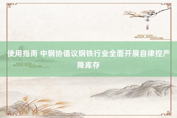 使用指南 中钢协倡议钢铁行业全面开展自律控产降库存
