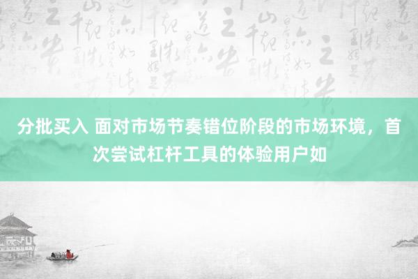 分批买入 面对市场节奏错位阶段的市场环境，首次尝试杠杆工具的体验用户如