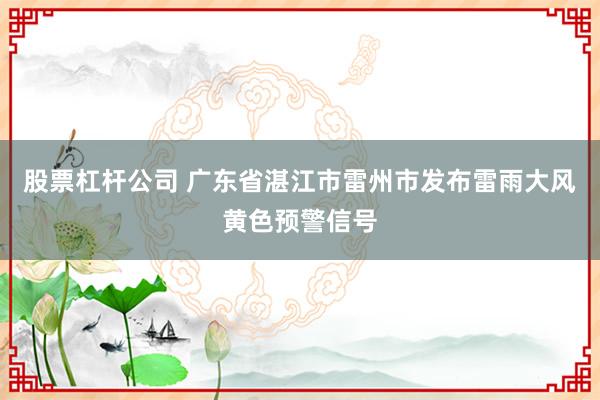 股票杠杆公司 广东省湛江市雷州市发布雷雨大风黄色预警信号