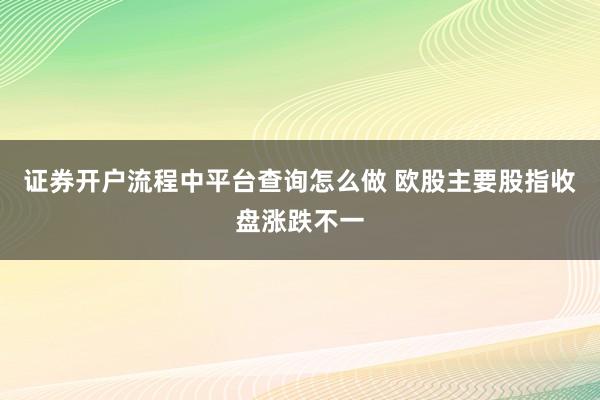 证券开户流程中平台查询怎么做 欧股主要股指收盘涨跌不一